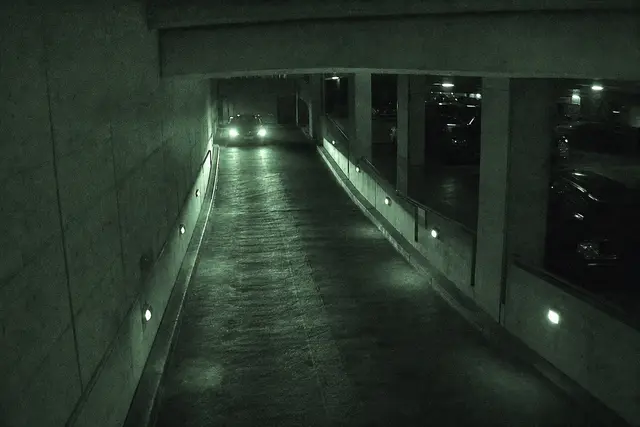 Garage ramp entry surveillance still used in multimodal video search demo