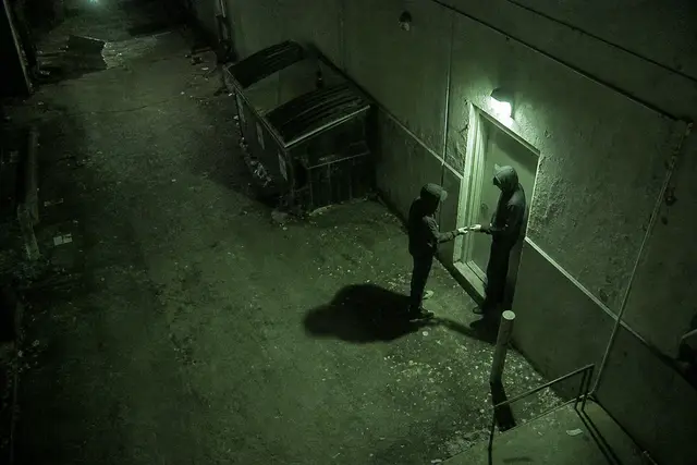 Rear exit surveillance footage of exchange event logged as case evidence